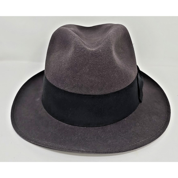 Vintage Godfather Dyna Felt Fedora Gray Hat W/ Feathers 7 1/8" Bee Hats U151 - Picture 2 of 11